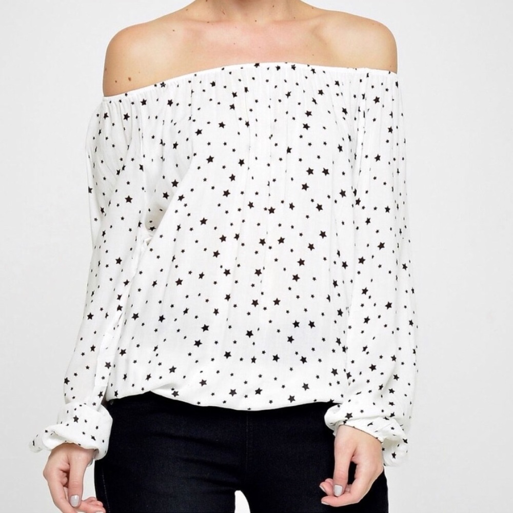 Off The Shoulder Cold Should White Star Blouse